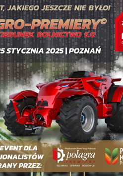 Informacje o wydarzeniu, obok zdjęcie fururystycznego, automatycznego i w dodatku czerwonego traktora.