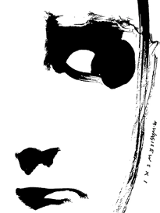 Czarne kontury profilu twarzy na białym tle.