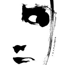 Czarne kontury profilu twarzy na białym tle.