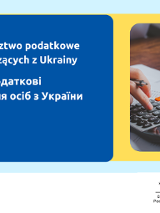 Grafika promocyjna konsultacji "UA Bezpłatne doradztwo podatkowe dla osób pochodzących z Ukrainy"