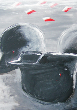 ,,WALKA NIERÓWNA 1939" J.W.Malik, 95 cm x 140 cm, akryl, 2019