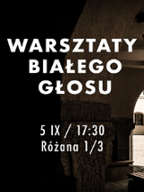 Widok na dziedzinec szkoły, informacje o warsztatach białego głosu.