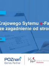 Grafika promująca szkolenie z ksef. Z tyłu ekran komputera.