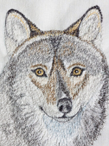 Wilk - rysunek na tkaninie