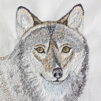 Wilk - rysunek na tkaninie