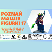 Informacje o wspólnym malowaniu figurek i partnerach wydarzenia, po prawej zdjęcie pomalowanej figurki.