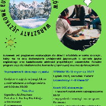 Zdjęcie przedstawia plakat, na którym znajduje się przykładowy program warsztatów językowych Euroweek.