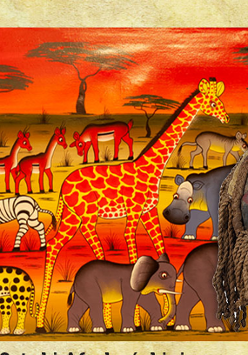 Obrazek przedstawia plakat promujący wydarzenie Wystawa sztuki afrykańskiej.