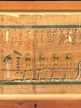 Zdjęcie papirusa z hieroglifami.