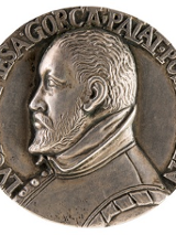 Zdjęcie medalu Łukasz Górka, 1571 (odlew XIX-wieczny), artysta nieokreślony, srebro, lany, śr. 42 mm, waga 28,44 g (awers).