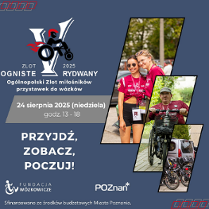 Kolaż zdjęć osób biorących udział w Zlotach Ognistych Rydwanów. Obok napisy informujące o wydarzeniu, które są dostępne w treści artykułu.