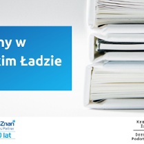 Zdjęcie przedstawia stertę segregatorów i tytuł szkolenia.