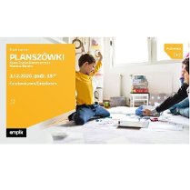 Po lewej podstawowe informacje o spotkaniu. Po prawej prawdopodobnie ojciec z synem grają na podłodze w planszówkę.