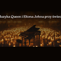 Baner promujący wydarzenie. Nazwa wydarzenia i zdjęcie z wielona świecami.