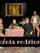 Baner promujący wydarzenie. Nazwa wydarzeania i zdjęcie osób artystycznych.