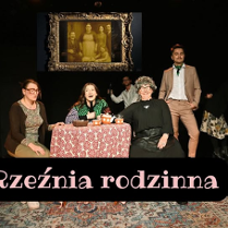 Baner promujący wydarzenie. Nazwa wydarzeania i zdjęcie osób artystycznych.