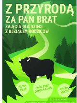 Na zielonym tle grafika lasu i ścieżka. W centralnej części grafiki żubr. Szczegóły na temat wydarzenia w treści artykułu.