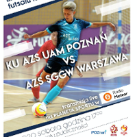 Plakat Ekstraliga Futsalu Kobiet - Dwie zawodniczki na boisku podczas meczu