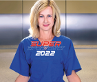 kobieta - lekarz, napis: super sportowcy2022