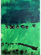 Obraz Maksymiliana Czechlewskiego Galeria FWD.jpg (pawie oka na zielonym tle).