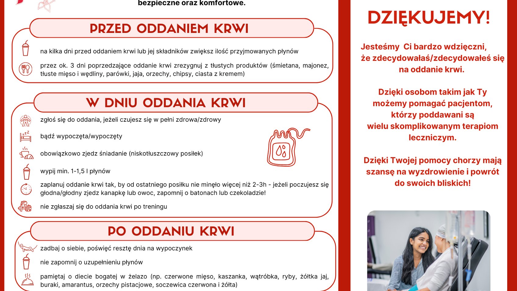 Informacja o tym jak przygotowac się do honorowego oddawania krwi