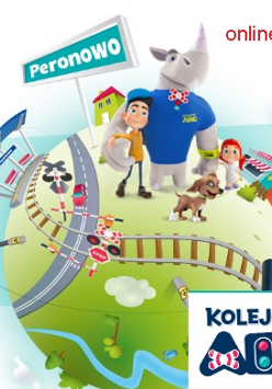 Kula ziemska, na niej tory kolejowe i drogi oraz postaci z Toy Story.