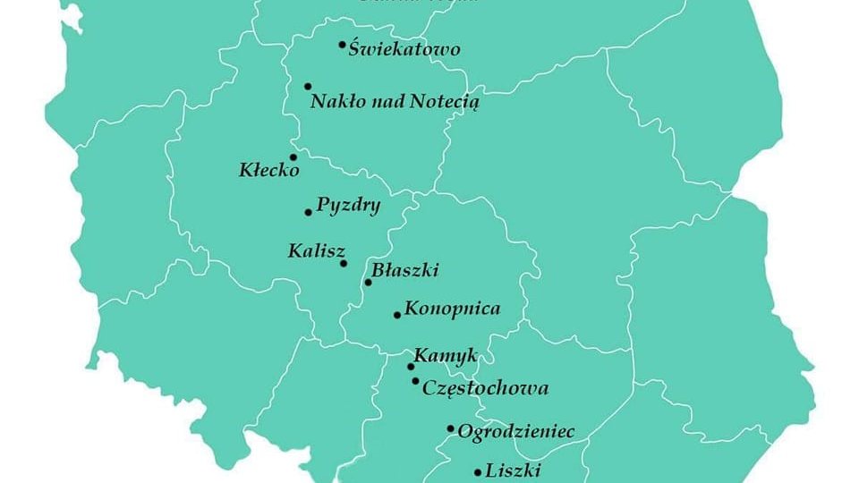Konyur Polski a na nim zaznaczona trasa Marcina od Helu do Zakopanego