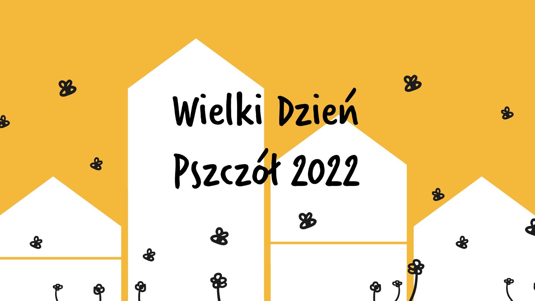 Grafika: schematyczny rysunek uli i pszczół, napis: Wielki Dzień Pszczół 2022