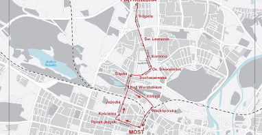 Schemat zastępczej linii autobusowej za tramwaj T9