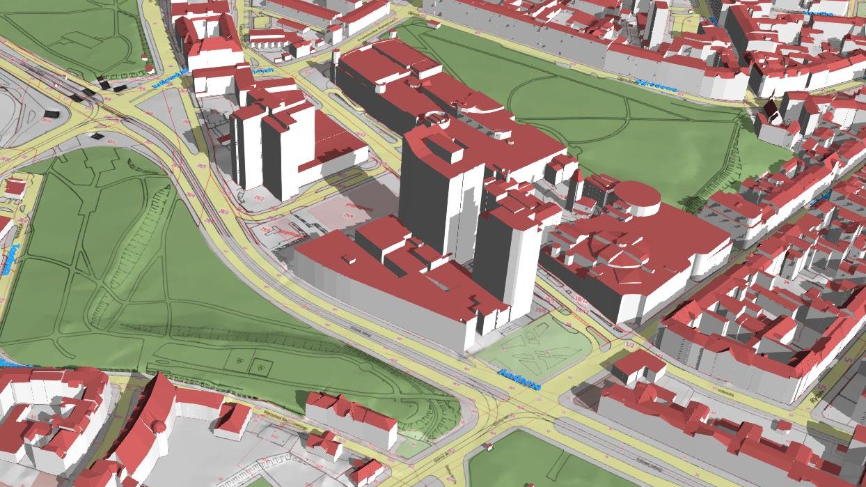Model 3D - Model prosty rejonu Starego Browaru poziom LOD2