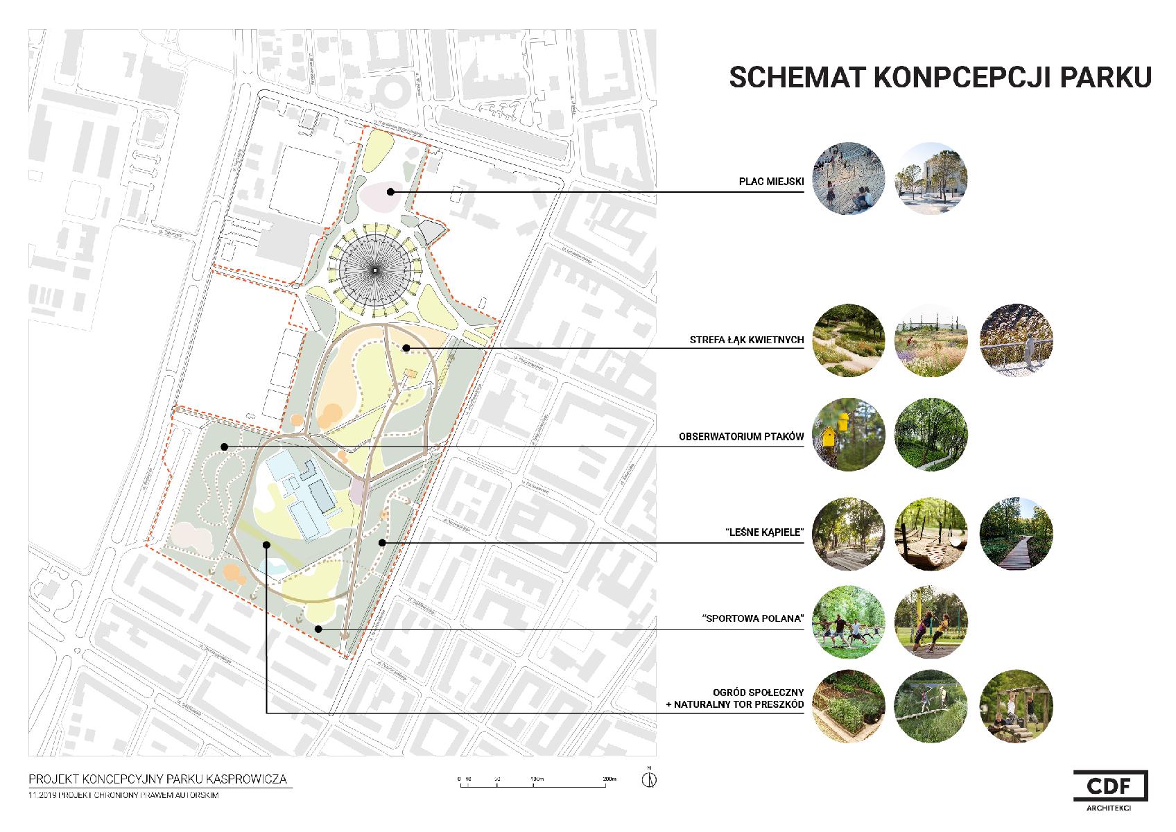 Zgodnie z propozycją w parku miałoby zostać wydzielonych kilka głównych stref - grafika artykułu