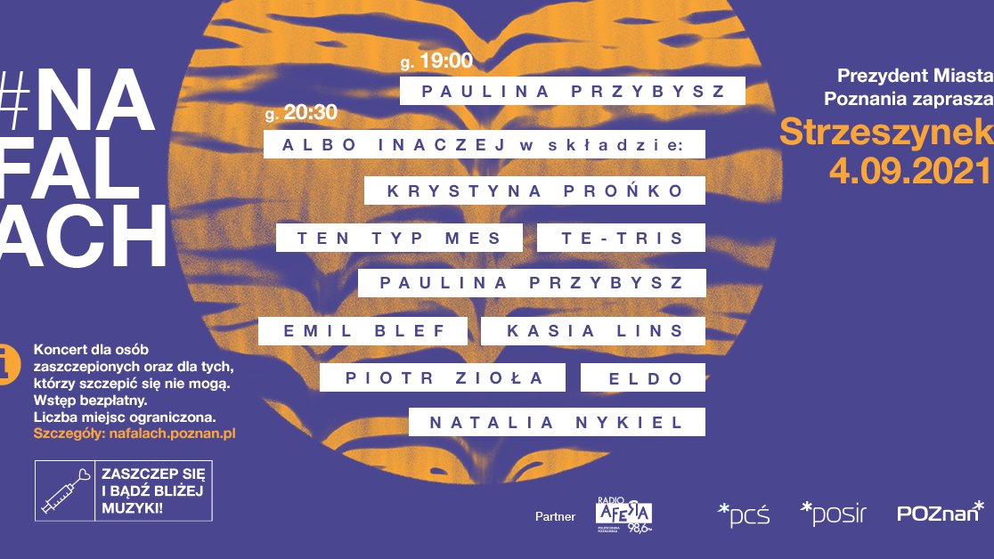 Grafika zapowiadająca koncert: fioletowe tło, na nim najważniejsze informacje - grafika artykułu