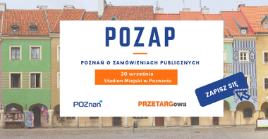 Grafika promująca POZAP - Poznań o zamówieniach publicznych.