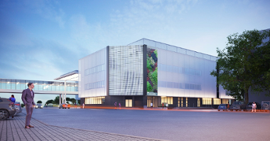 Galeria zdjęć przedstawia wizualizacje nowej elewacji Poznań Congress Center.