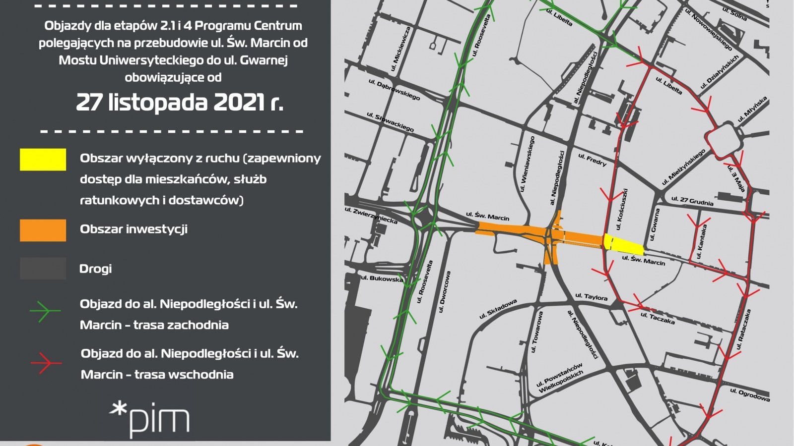 Infografika z mapką obrazującą zmiany w organizacji ruchu - grafika artykułu