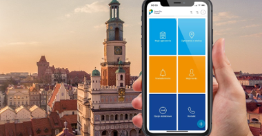 Galeria zdjęć przedstawia grafiki promujące nową odsłonę aplikacji Smart City Poznań.