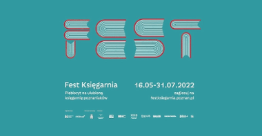 Grafika przedstawia informacje o konkursie i nazwę plebiscytu na niebieskim tle. Słowo "Fest" jest wyróżnione czcionką przypominającą strony książek.