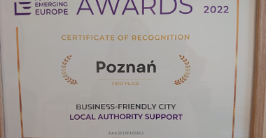 Dyplom dla Miasta Poznań.