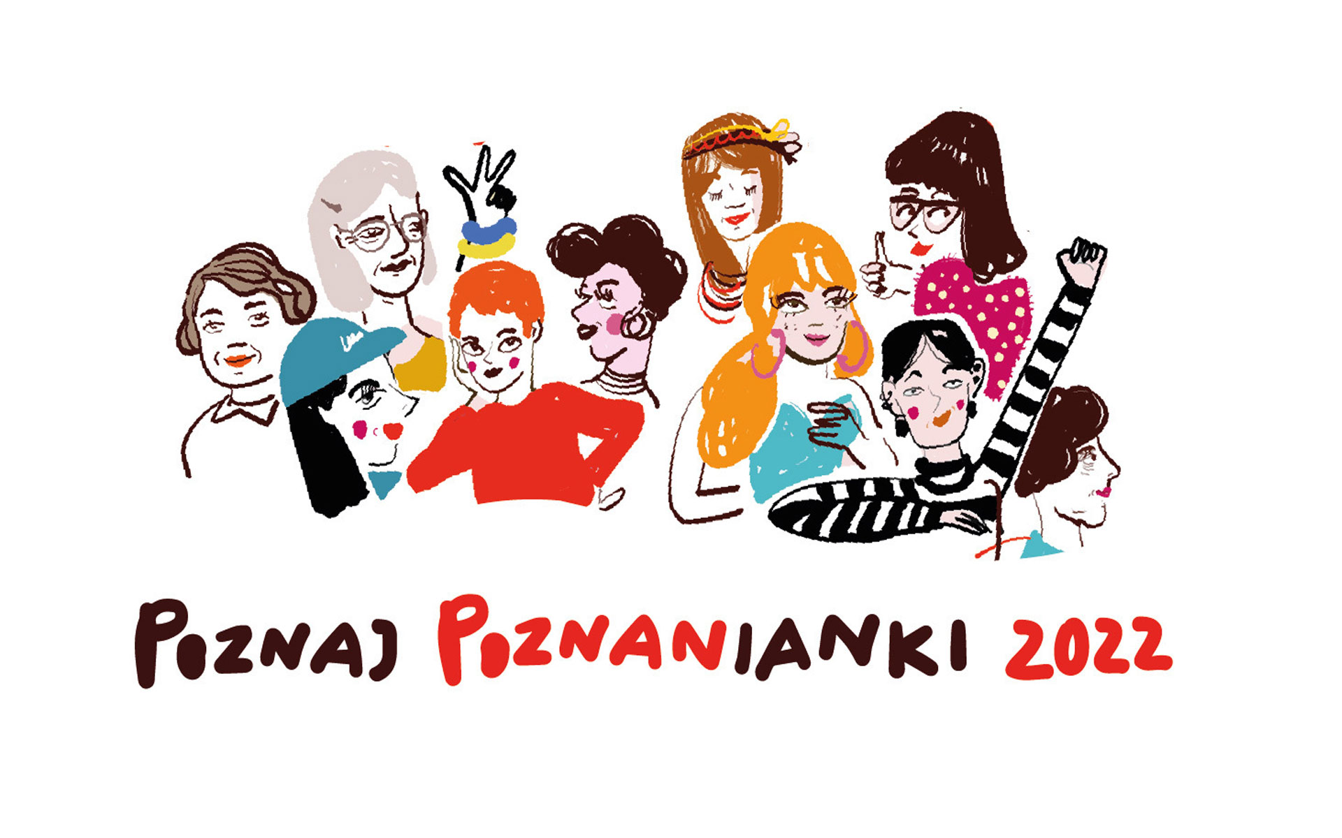 Grafika: rysunek wielu kobiet w zróżnicowanym wieku, poniżej napis: Poznań poznanianki 2022 - grafika artykułu