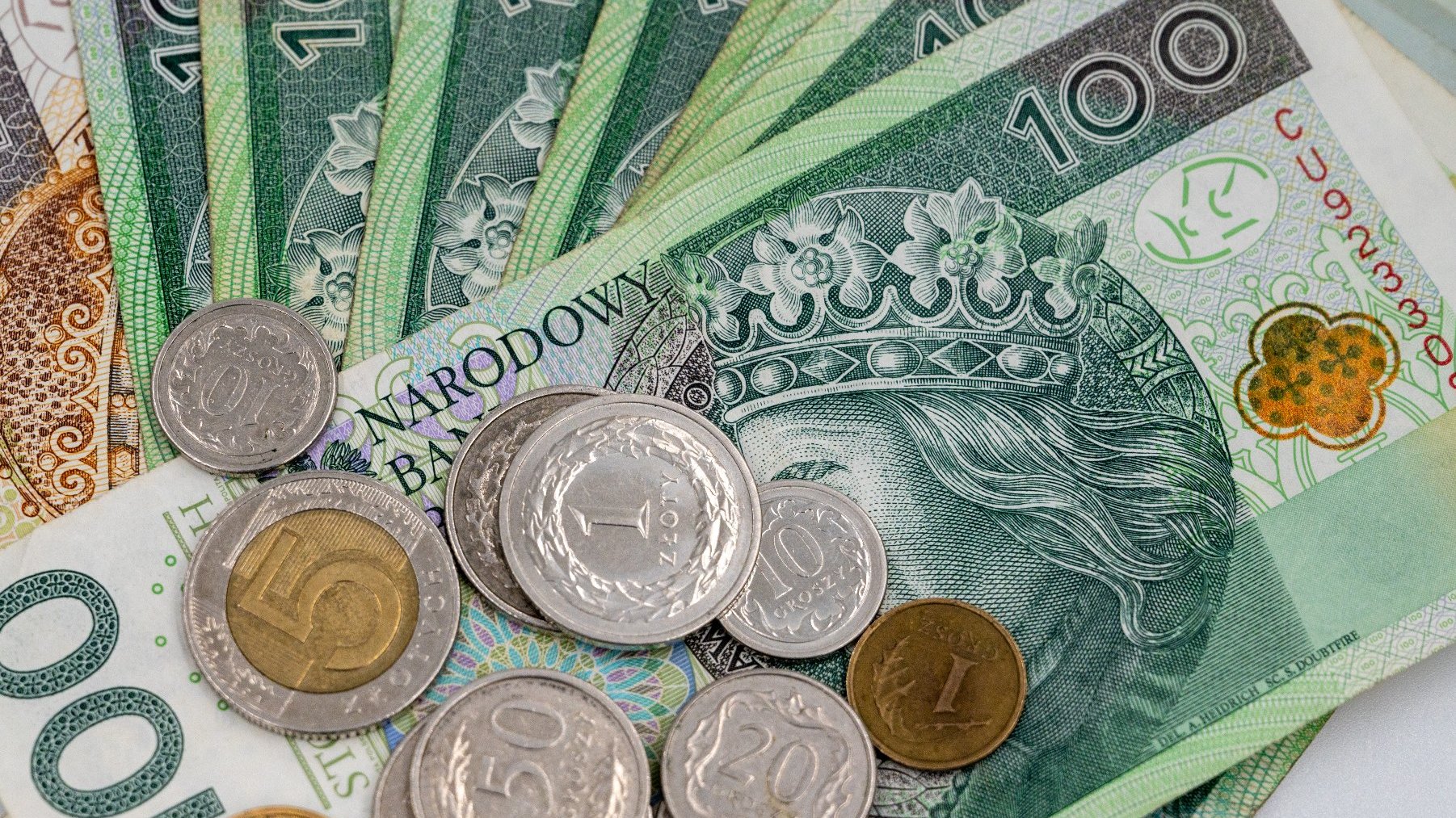 Zdjęcie przedstawia polskie banknoty i monety. - grafika artykułu