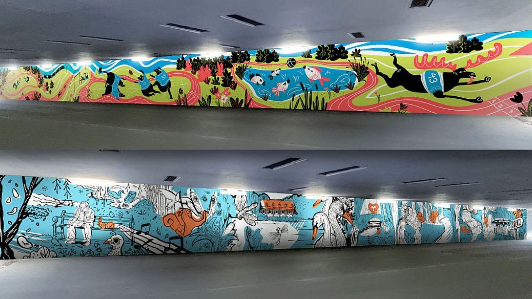 Projekt muralu, który w najbliższym czasie pojawi się w tunelu pod ul. Niestachowską fot. POSiR - grafika artykułu