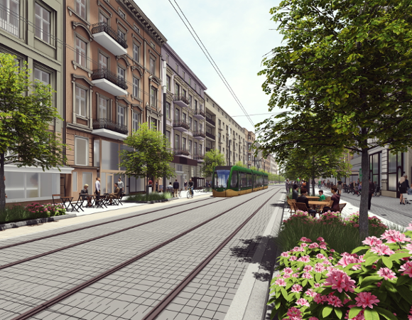 Poglądowa wizualizacja trasy tramwajowej na ul. Ratajczaka