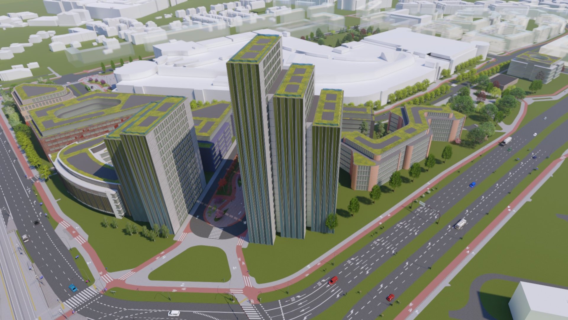 Modern skyscrapers can soon be built at the Rataje roundabout. - grafika artykułu