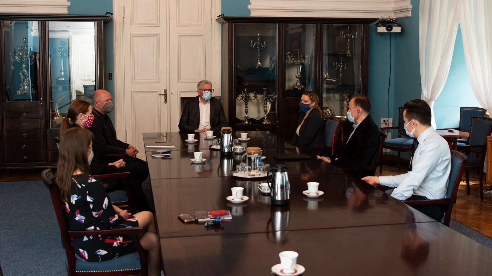 Jacek Jaśkowiak, the Mayor of the City of Poznań during a meeting with representatives of Tuopu