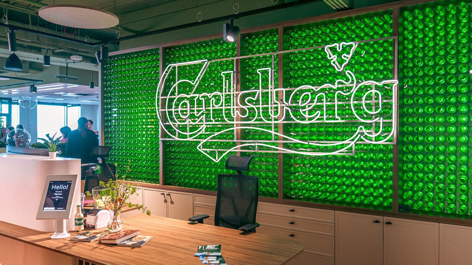 Neon from the office's wall with logo