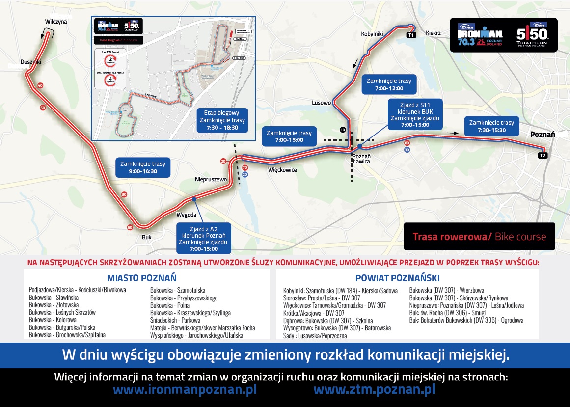 Mapa przedstawia trasę biegu oraz związane z tym zmiany w ruchu drogowym. - grafika artykułu