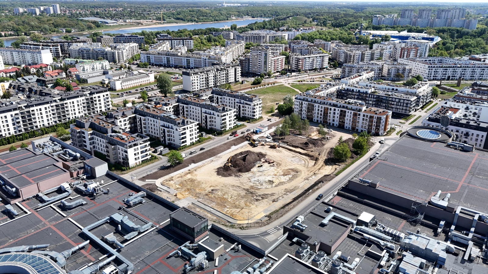 budowa zbiornika retencyjnego na Łacinie - widok z lotu ptaka - grafika artykułu