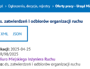 Oferta: ds. zatwierdzeń i odbiorów organizacji ruchu