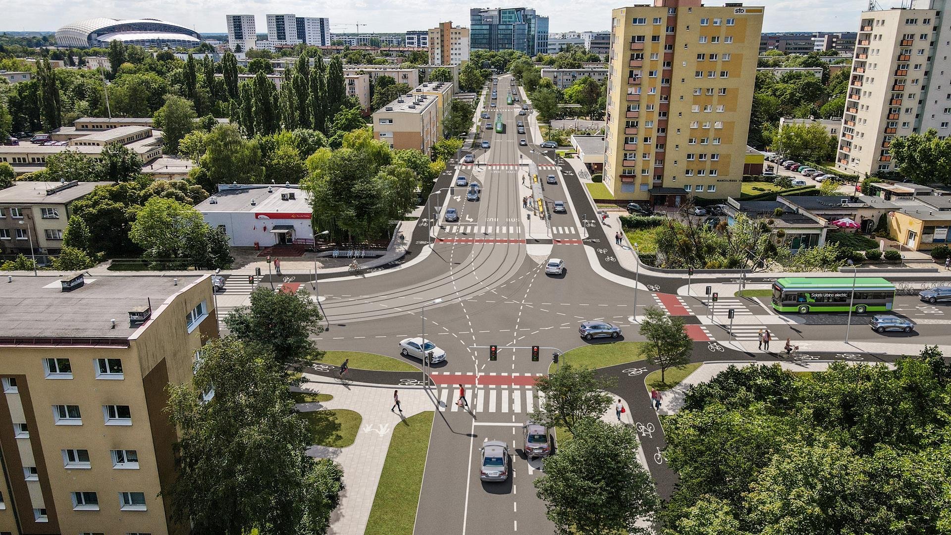 Ulica Marcelińska (odcinek wspólny - warianty W1 i W2)