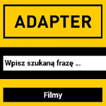 Logo: na żółtym tle, czarny napis: ADAPTER